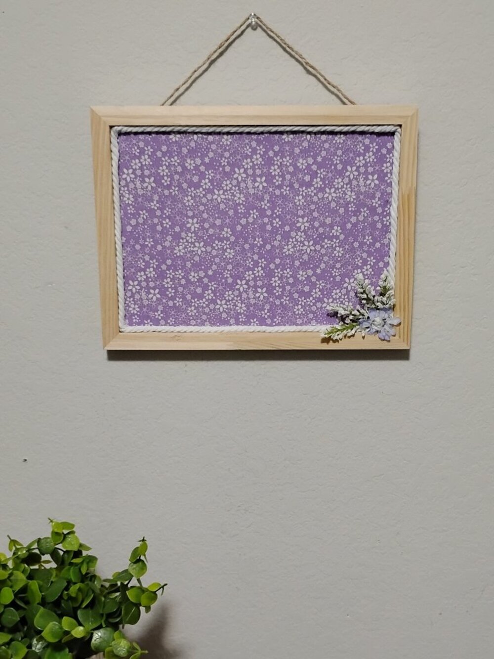 Lilac Purple Decorative Message Bulletin Cork Board 9"x12" Light Wood Frame
